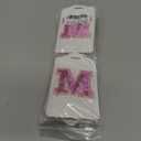 2PCS Personalized Initial Letter Luggage Tags for Suitcases, Suitcase Identifier Name Baggage Tag, Cute PU Leather Travel Luggage Tags,Bag Tags for Men Women Kids Luggage Schoolbags(2 White-Pink M) Pack of 4