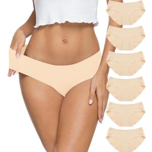 Altheanray Womens Underwear Cotton Underwear for Women Seamless Hipster Bikini Briefs Panties 6 Pack (Medium, Skin)