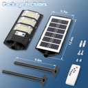 PLMMY Solar Lights Outdoor Waterproof, 6500K Solar Street Light Outdoor Dusk to Dawn, Flood Light with Motion Sensor and Remote Control, LED Security Light for Parking Lot, Yard-1 Pack