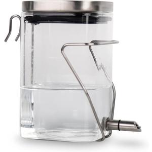 Hamster Water Bottle, Small Animal Glass Waterer, Stainless Steel Nozzle No-Drip Drinker Waterer for Sugar Glider, Rat and Birds (10.1oz)