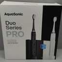 Aquasonic Duo Series PRO UV - ADA Accepted Electric Toothbrushes with UV Sanitizer - Inductive Charging Base - 5 Modes with Smart Timers - 10 Proflex Brush Heads & 2 Travel Cases