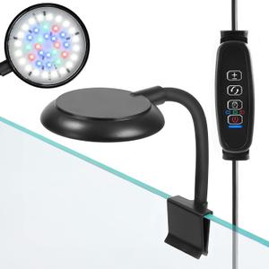 AQUANEAT Clip on Aquarium Light for up to 5 Gal Fish Tank, Auto On Off with Timer, Dimmable Small Fish Tank Light USB for Nano Tank (Large)