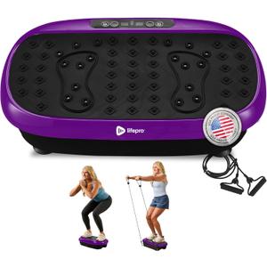Lifepro HexaPlate Lite Vibration Plate Exercise Machine with Magnetic Acupoints - Full Body Vibration Platform for Beginners and Recovery - Lymphatic Drainage Massager for Muscle Toning and Fitness (Purple)