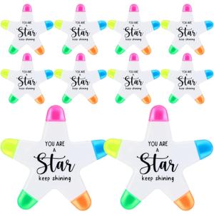 30 Pcs Star Pen Inspirational Gifts for Coworkers from Teacher Highlighters Brush Tip 5 Colors Markers Multicolor You're a Star Gifts Bulk for Office Staff Supplies