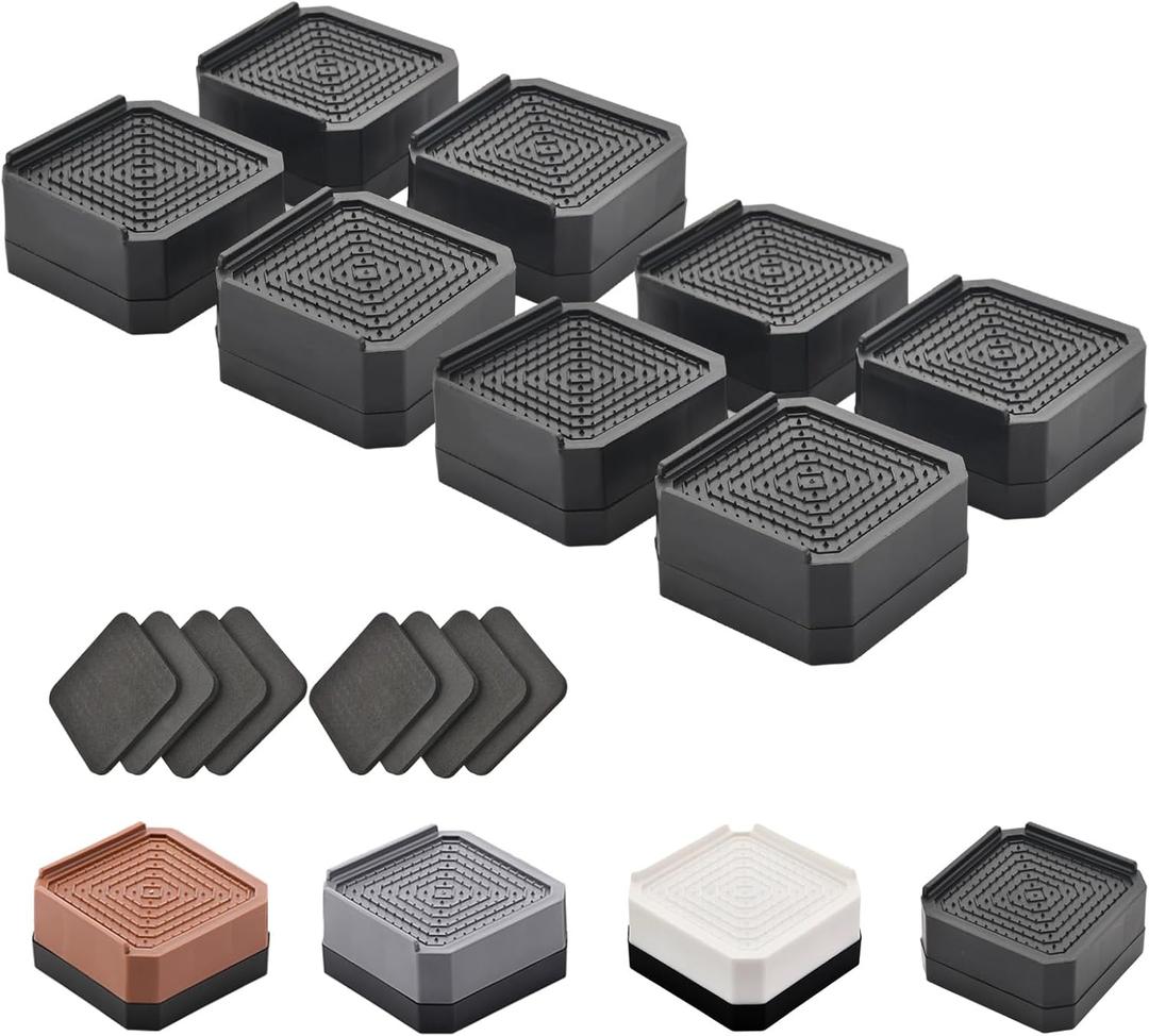 Bed Risers Furniture Risers Heavy-Duty Rectangular Adjustable Block 8 Pack Lift to 3 inches and 4.3 inches Desk, Sofa, Chair Legs, Refrigerator, Washing Machine Support up to 4000 pounds (1 layer(1.5inches))