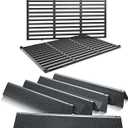 Spirit E310 Grill Parts Replacement Kit, 7636 Flavorizer Bars & 7638 Grates for Weber Spirit & Spirit II 300 Series E310 E320 E330 S310 S320 S330 (Front Control), 15.3" Heat Plates, 17.5" Grates
