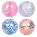 5 pcs Transparent Sequin Inflatable Balls for Pool Games Beach Fun and Photo Props Includes Colorful Glitter Balls Pumps for Easy Inflation