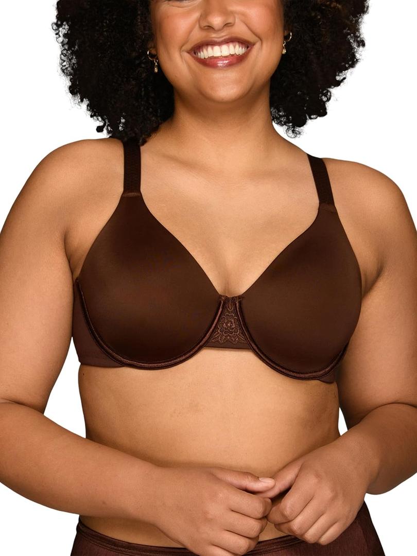 Vanity Fair Women's Beauty Back Smoothing Minimizer Bra, Minimizes Bust Line up to 1.5", Non Padded Cups up to H (Brown)