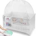 Baby Crib Tent to Keep Baby from Climbing Out – Breathable Cotton Mesh – Locking Zippers – Pop-Up Crib Canopy Net – Safe Anti-Climb Crib Cover – Izybu Crib Tent – Fits Standard 52” Cribs