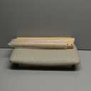 IBUYKE Saddle Cushion Vanity Stool Chair, Foot Rest Stool with Solid Wood Legs, Modern Vanity Bench Ottoman for Piano, Upholstered Seat for Bedroom, Entryway, Wooden Legs&Light Linen WBD007NY