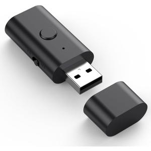 Bluetooth 5.3 Transmitter Receiver, 3.5mm Aux Wireless USB Adapter, Low Latency, Built in Mic, Music Streaming, Handsfree Calls, Driver Free- for TV, PC, Home/Car Stereo, Headphones, Speakers