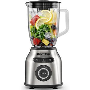 Blender with 3 Programs, 1000W Heavy-Duty Countertop Blenders for Kitchen, 59 Oz Glass Jar, Auto Clean 8-Speeds & Pulse Function Blender for Smoothies, Shakes, Ice Crushing & Frozen Fruit