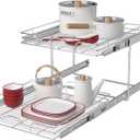 OCG 2 Tier Pull Out Cabinet Organizer (18.5" W x 21" D), Pull Out Drawers for Kitchen Cabinets, Pull Out Shelves for Base Cabinet Organization in Kitchen Bathroom Pantry, Chrome Finish