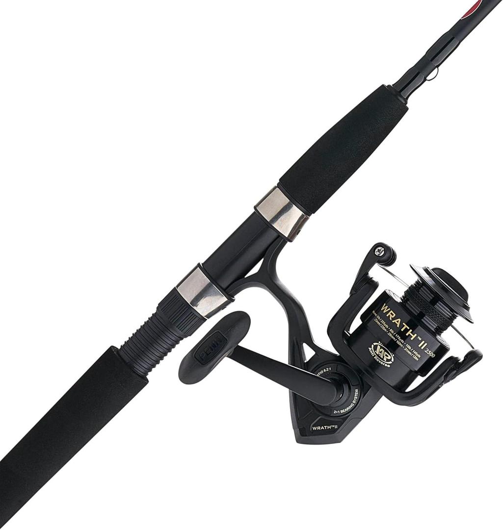 PENN 6'6" Wrath II Fishing Rod and Spinning Reel Combo, Size 2500, Medium Light Power, Extra Fast Action, Corrosion-Resistant Graphite Construction, Lightweight and Durable