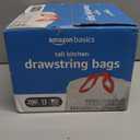 Amazon Basics Tall Kitchen Drawstring Trash Bags, Sturdy, 13 Gallon, Unscented, 200 Count