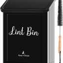 SUBEKYU Metal Magnetic Lint Bin for Laundry Room, Wall Mounted Lint Box Holder Trash Can with Lid for Dryer, Black