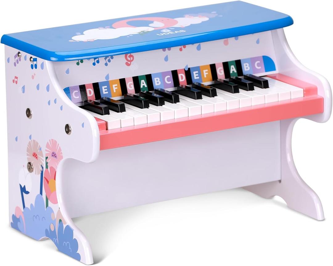 Wooden Kids Piano Keyboard, Mini Piano Toys with 25 Keys Digital Piano for Kids 3+ Years, Gifts Educational Musical Instruments for Girls and Boys, Large