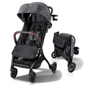Lightweight Baby & Toddler Stroller, Ultra Compact, Airplane-Friendly Travel Stroller, One-Handed Fold, Near Flat Recline, X-L Canopy & Parent Cup Holder -LinQ (v2 Shadow Grey)