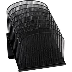 Safco Onyx Desk Organizer, 8 Tiered Vertical Compartments, Office and Classroom Mailbox , Paper and Mail Sorter, Steel Mesh, Black