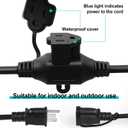 Black 25FT 16 Gauge SJTW Multi-Outlet Outdoor Extension Cord with Multiple Outlets, 6 Evenly Spaced Weatherproof Outlets, Great for Stage Backdrops, Landscape Lighting, Holiday Decor & Garden Tools