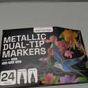 ARTISTRO Dual Tip Acrylic Paint Markers - Easy for All Ages & Levels Acrylic Paint Pens for Fabric, Rocks, Paper, Wood, Canvas, Glass, DIY (Dual Tip Metallic, 24)