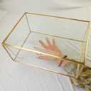 HighFree Vintage Glass Box with Lid - Clear Jewelry Glass Display Box Keepsake Box - Home Decor Decorative Box for Trinket Rings Bracelet (Gold, Medium)