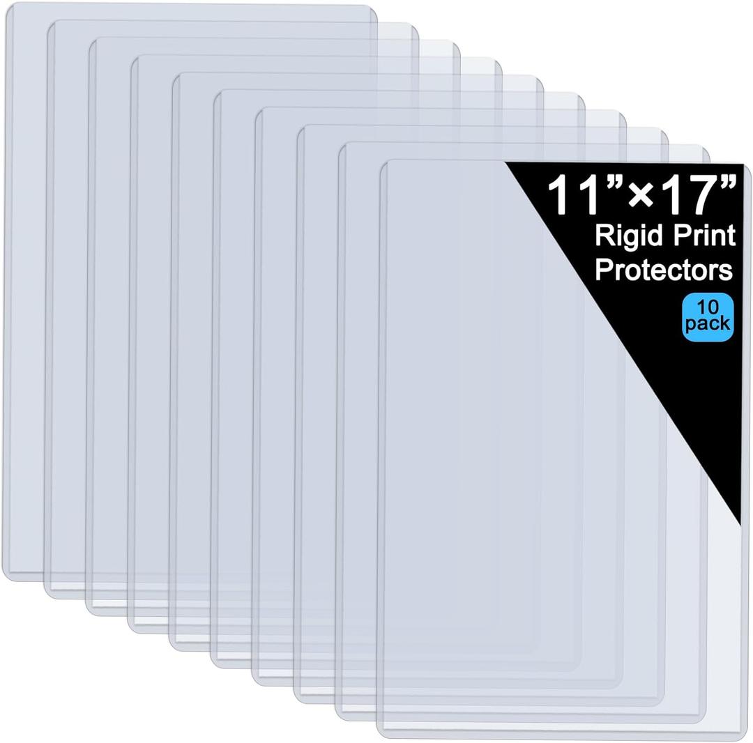 11" x 17" Hard Plastic Sheet Protectors, Menu Rigid Print Protectors, Clear Certificate Waterproof Protectors, Paper Sleeves Photo Plastic Sleeves Document Holder, Birth Certificate Protector(10 Pack)