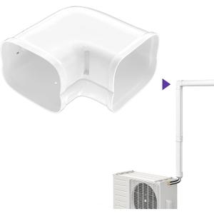 Mini-Split Line Cover Accessories: 4" Width Flat Elbow for Mini Split AC & Central AC, White
