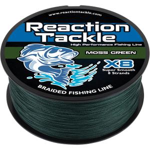 Reaction Tackle Braided Fishing Line - Pro Grade Power Performance for Saltwater or Freshwater Fish - Colored Fishing Line Braid for Extra Visibility, 80 Lb (1500 Yards)