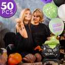 HOUSE OF PARTY 50PCS Halloween Cauldron Foil Balloons - 30" Cauldron Halloween Balloons Arch Kit Balck Green Balloon for Birthday Halloween Party Decorations