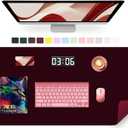 Large Desk Mat 35.4" x 17", PU Leather Desk Pad Protector, Non-Slip Large Mouse Pad for Desk, Waterproof Computer Desk Mat, Office Desk Pad for Keyboard Mouse, Desk Writing Mat (Burgundy)