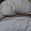 Litanika King Size Comforter Set with Sheets Beige - 7 Pieces Bed in a Bag King Chevron Tufted Boho Luxury Bedding Sets with Comforter, Sheets, Pillowcases & Shams (Dark Oatmeal)
