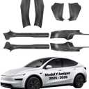 for Tesla Model Y Juniper Door Sill Protector Guards Door Entry Guard, Scratch Resistant TPE Seat Side Protector Cover Interior Accessories Leather Pad Lower Anti Kick Pads Carbon Fiber Texture