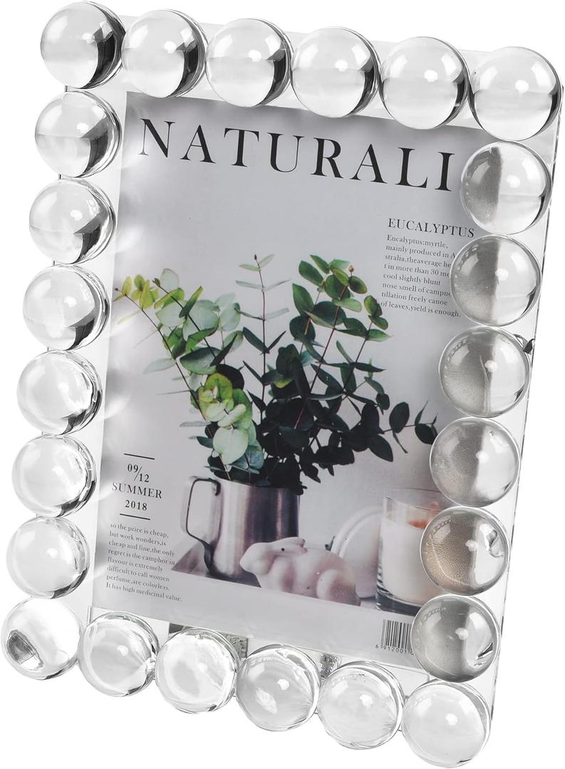 Crystal 5x7Inch Picture Frame Decor, Wedding Frame Tabletop Display, Display Pictures 5''x 7'', Comes with Gift Box (5x7 inch/L)