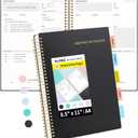 SUNEE Meeting Notebook for Work with Sticky Tabs - 160 Pages, A4 Size Project Planner, Spiral Meeting Agenda/Minutes Notebook Organizer for Women Men, Note Taking, Office & Business, 8.5"x11", Black