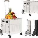 Foldable Utility Cart Folding Shopping cartsCollapsible cart with Stair Climbing Wheels, 8 Wheel Shopping cartCollapsible Rolling Crate with Telescoping Handle (Grey, 17.32 * 17.13 * 30.12) (Gray)