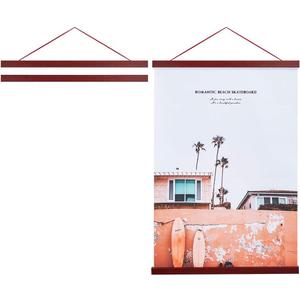 Artmag Magnetic Poster Hanger Frame, 24x36 24x32 24x18 Light Wood Wooden Magnet Canvas Artwork Print Poster Hangers Frames Hanging Kit (Mahogany, 24")