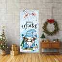 Winter Holiday Door Cover, Hello Winter Dwarf Door Decoration, Christmas Door Cover, Christmas Indoor and Outdoor Decoration Holiday Supplies (29.5x71 inches)