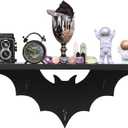 Bat Shelf Floating Shelves for Wall,15.5 inch Wall Shelf with 3 Key Hooks,Black Shelves for Living Room Bedroom Kitchen Gothroom