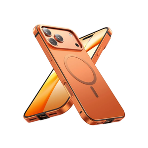 Magnetic Metal for iPhone 17 Pro Max Case, [1:1 Original Grip] Fit for MagSafe [Military-Grade Protection] with Shockproof Anti-Lining Slim Cover for iPhone 17 Pro Max Phone Case,Orange