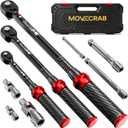 9pcs Click Torque Wrench Set, CNC Machining Handle, 1/4" 3/8" 1/2" Drive Dual-Direction Adjustable, 4-20Ft.lb / 5-45Ft.lb / 15-165Ft.lb, Dual-Scales 3% Accuracy for Bicycle Motorcycle Car