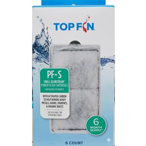 Top Fin Silenstream PF-S Small Filter Cartridges (6 Count) Refill for PF10 Power Filters (5.5in x 3.1in)