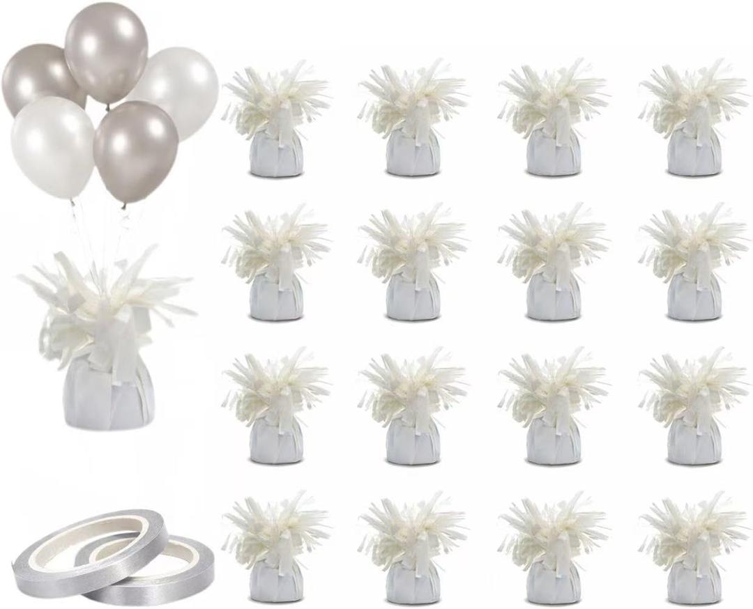 balloon weights are perfect for parties, birthdays, weddings. Each pack includes 16PCS durable weights that easily decorate balloons and elevate any celebration.(White100g)