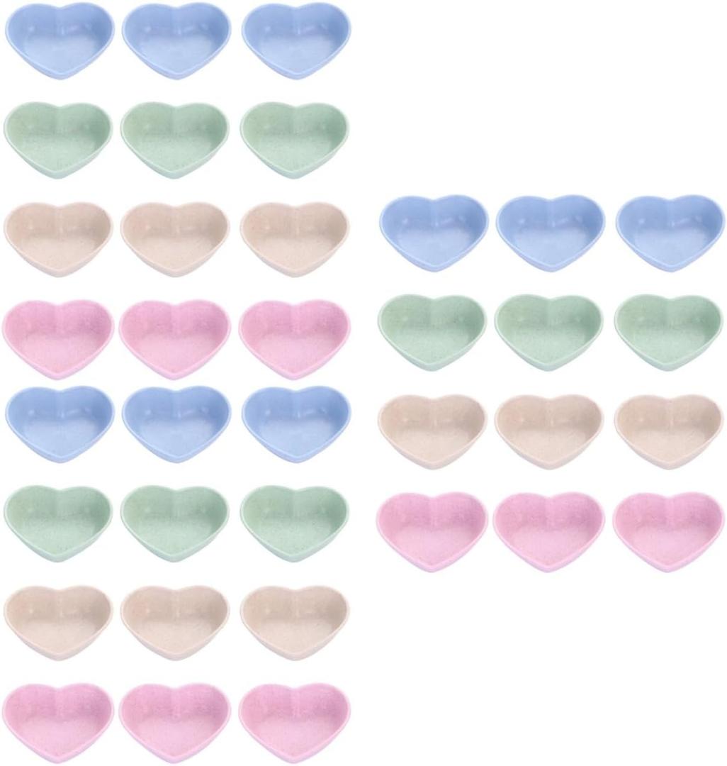 LIFKOME Heart Shaped Unbreakable Dipping Bowls Set of 36 3.94 Inch Sauce Dishes for Condiments Appetizers and Party Serving Cups