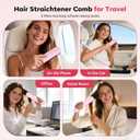 Go Brush Pro for Short Hair Hair Straightener Brush Cordless & Portable with 300M Negative Ions, 4 Temps Fast Heating, Game Day Ready Styling Tool for Watch Parties, Travel & Daily Use Nude Pink