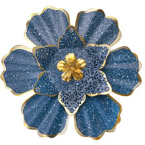 EASICUTI Blue Metal Flower Wall Decor Boho Metal Wall Art Decorations Hanging For Indoor Outdoor Home Bathroom Patio Fence Garden Bedroom Living Room Or Wall Sculptures 12 Inch