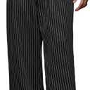 GORGLITTER Men's Striped Baggy Dress Pants Casual Wide Leg Pleated Trousers 2025 Streetwear with Pockets (X-Large, Black)