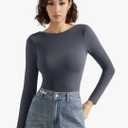 SUUKSESS Women Backless Y2k Long Sleeve Bodysuit Double Lined Open Back Sexy Basic Top XS