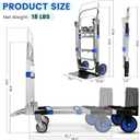 Upgraded 3 in 1 Aluminum Folding Hand Truck, 600 lbs Convertible Heavy Duty Dolly Cart, Collapsible Hand Trucks with 4 Rubber Wheels and Retractable Handle for Home, Warehouse, Supermarket(Blue)