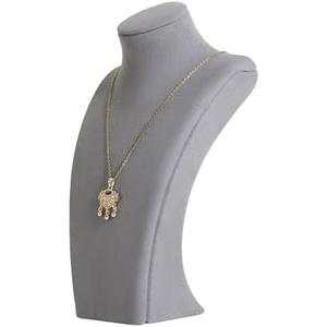 Gemeshou Grey Necklace Storage Organizer For Sale, Velvet Necklace Holder Stand, Jewelry Bust Display Stands, Jewelry Mannequin For Countertop, Showcase【Grey-Small Height 7.68 Inch】
